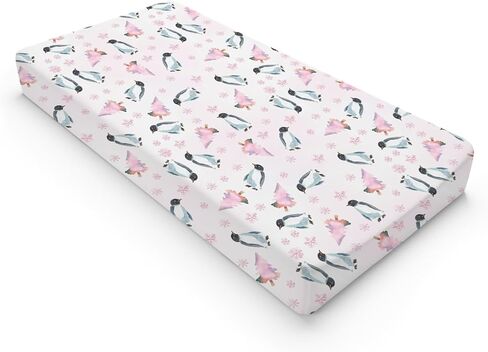 Watercolor Penguins Pine Forest Snowflakes Baby Changing Pad Cover Winter Birds Diaper Changing Table Sheets Boy Girl Holiday Christmas Animal Soft Stretchy Fitted Change Table Mats 32''x16'' Blue in Saudi Arabia