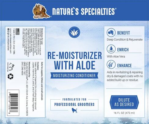 Nature's Specialties Re-moisturizer with Aloe Conditioner for Dogs Cats, Non-Toxic Biodegradeable, 1gal in Saudi Arabia