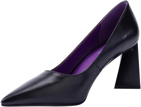 Women's Kitten Chunky Medium Heel Slip-On Pointed Toe Pumps Shoes Party Wedding Office Black in Saudi Arabia