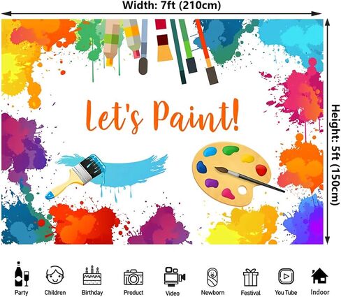 10x6ft دعنا نرسم خلفية الحفلة فن الكتابة على الجدران فرشاة الحائط رش زينة الحفلات التصوير خلفية راية صور بوث خلفية in Kuwait