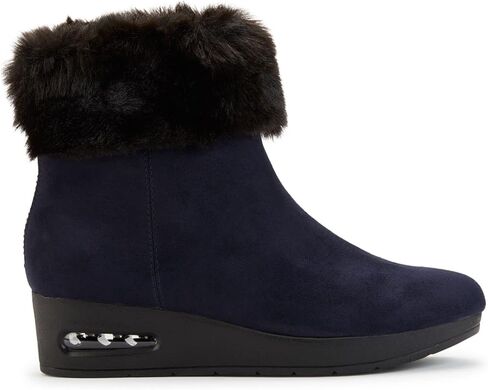 DKNY Womens Abri Faux Suede Faux Fur Booties Navy 5 Medium (B,M) in Saudi Arabia