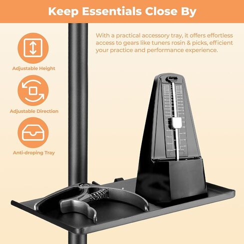 حامل الموسيقى، حامل الموسيقى Vangoa القابل للطي مع حامل ميكروفون قابل للفصل وحامل الهاتف، محمول خفيف الوزن مع حامل مشبك ورقة الموسيقى وحقيبة حمل لأداء فعال in Kuwait