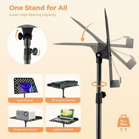 حامل الموسيقى، حامل الموسيقى Vangoa القابل للطي مع حامل ميكروفون قابل للفصل وحامل الهاتف، محمول خفيف الوزن مع حامل مشبك ورقة الموسيقى وحقيبة حمل لأداء فعال in Kuwait