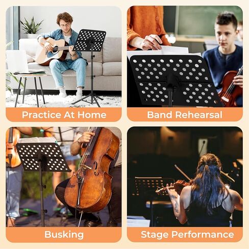 حامل الموسيقى، حامل الموسيقى Vangoa القابل للطي مع حامل ميكروفون قابل للفصل وحامل الهاتف، محمول خفيف الوزن مع حامل مشبك ورقة الموسيقى وحقيبة حمل لأداء فعال in Kuwait