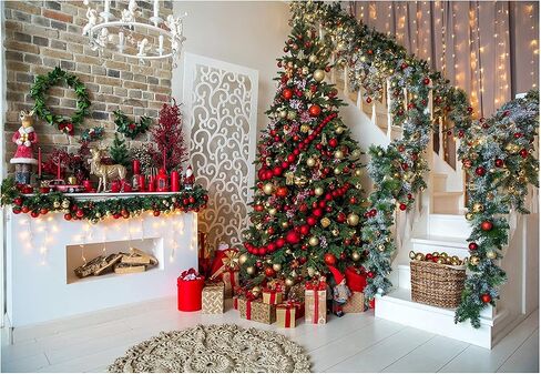 YYNXSY 7X5FT Christmas Theme Photography Background Fireplace Christmas Tree Background Picture Photo Background Newborn Holiday Room Decoration Banner Christmas Eve Party YY-3509 in Saudi Arabia