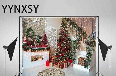 YYNXSY 7X5FT Christmas Theme Photography Background Fireplace Christmas Tree Background Picture Photo Background Newborn Holiday Room Decoration Banner Christmas Eve Party YY-3509 in Saudi Arabia