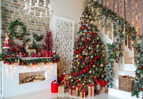 YYNXSY 7X5FT Christmas Theme Photography Background Fireplace Christmas Tree Background Picture Photo Background Newborn Holiday Room Decoration Banner Christmas Eve Party YY-3509 in Saudi Arabia