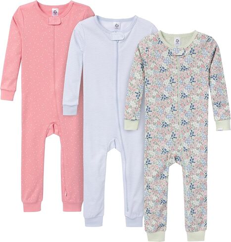 مجموعة من 3 بيجامات قطنية من قطعة واحدة بدون أقدام من Gerber للفتيات الصغيرات in Kuwait