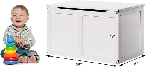 Costzon Kids Wooden Toy Box, Children Storage Chest & Bench with Flip Top Lid, Hinges, Wooden Toy Chest Storage Organizer Large Trunk for Kids Room Playroom Nursery (White) in Saudi Arabia