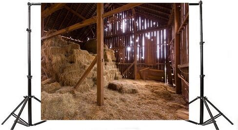 AOFOTO 7x5ft Barn Manger Scene Backdrop Rustic Wooden Farmhouse Interior Straw Stack Hay Bales Christmas Nativity Photography Background Newborn Birth of Jesus Christ in Stable Photo Studio Props in Kuwait