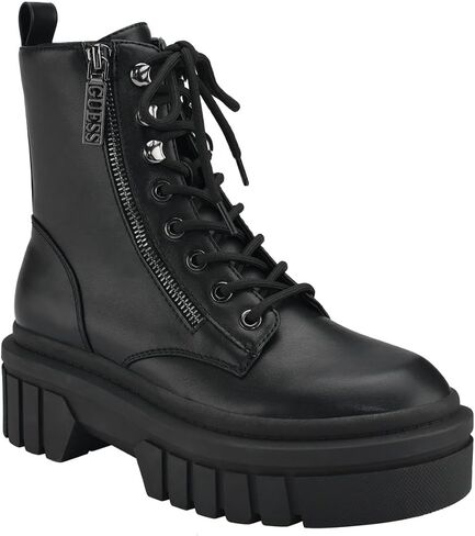 GUESS Womens Ferina Faux Leather Combat & Lace-up Boots Black 11 Medium (B,M) in Saudi Arabia