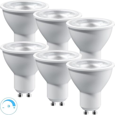 GU10 LED Bulbs Dimmable, Light Bulb 6500K Daylight White, 630LM LED Spotlight Bulb 7W(50W Halogen Equivalent) Track Lighting Bulb for Kitchen, Range Hood, Bedroom, 6500K, 6-Pack in Saudi Arabia