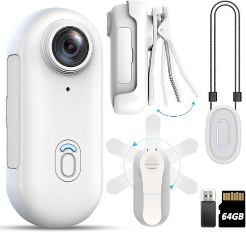 Action Mini Body Camera with Audio & Video Recording - 1080p Personal Civilian Wearable Small 64G Cam - Tiny Pocket Vlogging Portable Hands Free Worn POV Recorder - Travel Pets Baby Family in Saudi Arabia
