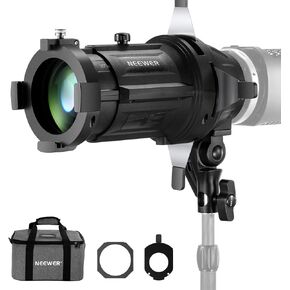 NEEWER 20° Spotlight Snoot Only for NEEWER Mount, Conical Snoot with Bag, Projection Lens, Adjustable Focus, 16 Gobos, 5 Color Gels for NEEWER MS Series LED Video Light (Not for Bowens Mount), LS-48