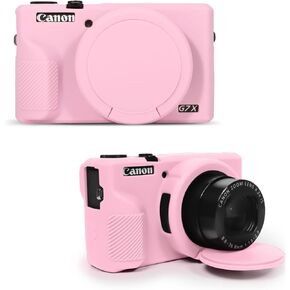 G7X III Case for Canon Powershot G7X Mark III Digital Camera, Soft Silicone G7X III Camera Case Accessories, Protective Case Cover for G7XIII G7X3 with Detachable Lens Cover - Pink