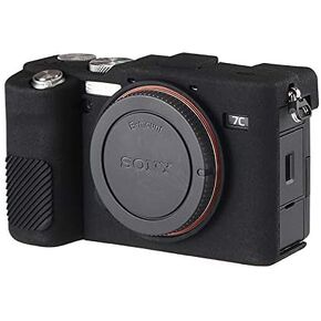 Camera Case for Sony A7C Alpha 7C- Protective Silicone DSLR Skin Cover, Detachable Cage, Shockproof, Dustproof (Black)