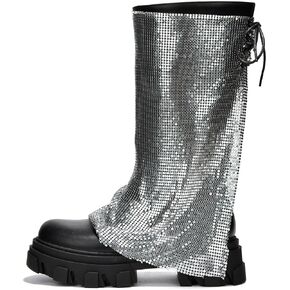 Bonika Rhinestone Mesh Chunky Lug Sole Boots (Bonika)