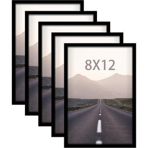 12.5x12.5 Record Frame Set of 5, Album Frames for Vinyl Records, with Polished Plexiglass, Wall Mounted