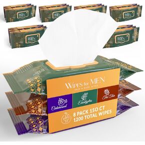 Pursonic Man Wipes Flushable Wipes-12Pack,1200 Wipes-Mint Scented Wet Wipes With Aloe Vera & Vitamin E,100% Plant Based,for at-Home Use - Septic and Sewer Safe