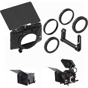 Fotga Mini Lightweight 4x4 4x5.65 Clip-on Lens Matte Box +15mm Rod Clamp for DSLR Mirrorless Camera A7 A7R A7S II III IV Z6 Z7 II R3 R5C M6 M50 GH6 BMPCC 4K 6K,Compatible 67mm 72mm 77mm 82mm Lens