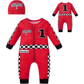 Baby Boy 1st Birthday Race Car Driver Outfit One Year Old First Birthday Romper Bodysuit