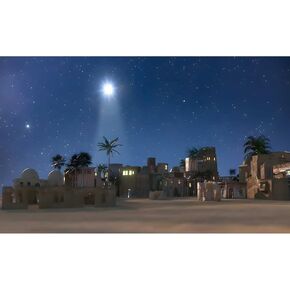 5.9X 3.6ft Nativity Scene Backdrop Christmas Star Night Manger of Jesus Christ Bethlehem Town Village Background Star of Bethlehem Religious Church Christmas Decorations