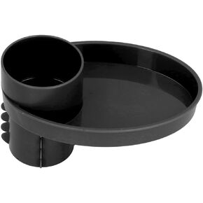 Kids Car Seat Snack Tray, Toddler Travel Tray with Cup Holder, Portable Multifunctional Rotating Plate for Road Trip (Black)
