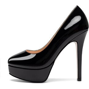Mettesally Women's Platform High Heel Pumps Round Closed Toe Slip On Stilettos Office Elegant Party Dress Shoes