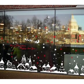 TOTOMO Christmas Window Decorations Decals - Winter Holiday Clings Stickers Snowflakes Snow Christmas Town W301