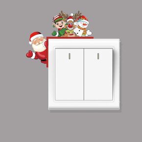 Christmas Decor Santa Claus Switch Stickers, Snowman Reindeer Elf Wall Stickers Switch Decals for Kids Bedroom Living Room Kitchen Office Home Decor Stickers (Santa Claus, Right Side)