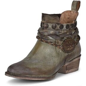 حذاء بوت بسحاب وحزام ومسامير بمقدمة مستديرة في Moss By Circle G Q5151 مقاس 7 in Kuwait