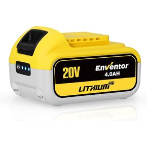 Enventor 20V 4.0Ah Lithium Ion Battery, 20V 4.0Ah Replacement Battery, with LED Power Indicator ONLY 20Volt Cordless Power Tools