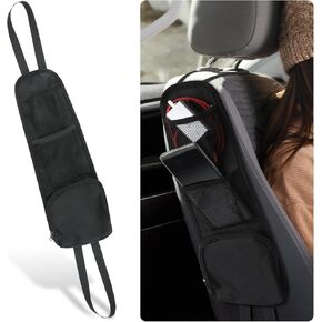 SAVITA Car Seat Side Organizer, Practical Multi Pocket Car Seat Side Storage Hanging Bag Seat Side Front Seat Accessory for Holding Cellphone Wallet Drinks (Black)