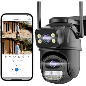 Security Cameras Wireless Outdoor 2.4G WiFi Surveillance Camera Dual Lens Linkage 360°View 4MP Two-Way Talk,AI Detection,Full-Color Night Vision,Auto Tracking,Light Alarm,24/7 Recording
