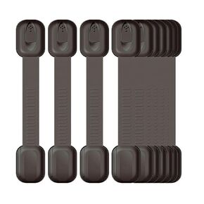 12 Packs Baby Proofing Cabinet Strap Locks - Kids Proof Kit - Child Safety Drawer Cupboard Oven Refrigerator Adhesive Locks, Adjustable Toilets Seat Fridge Latches, No Drilling