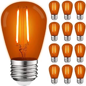 LUXRITE S14 Edison LED Red Light Bulbs, 0.5W, Colored LED Bulbs for Outdoor String Lights, UL Listed, E26 Base, Indoor Outdoor, Decoration, Party, Holiday, String Light Replacement Bulbs (4 Pack)