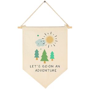 Let's Go On an Adventure-Forest Adventure Nursery Art- Canvas Hanging Pennant Flag Banner Wall Sign Decor Gift for Nursery Baby Kids Girl Boy Teen Bedroom Playroom Front Door- Birthday Christmas Gift