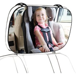 JONMON Baby Car Mirror, Shatterproof Adjustable Infant Rear Facing View Seat Mirror with Large Convex Clear Glass for Fixing Automotive Backseat Headrest