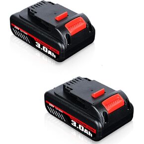 FERRYBOAT DCB201 3.0Ah Replacement for Dewalt 20V Lithium-ion Battery DCB200 DCB201 DCB203 DCB204 DCB206 DCB180 Compatible with Dewalt DCB200 DCD DCF DCG Series 2Packs
