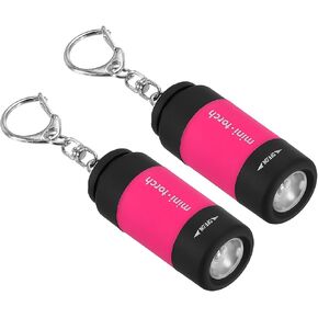 PATIKIL 2.1" Mini Rechargeable LED Keychain Flashlight, 2 Pack EDC Portable Small Torch with USB Charging for Everyday Carry, Light Blue