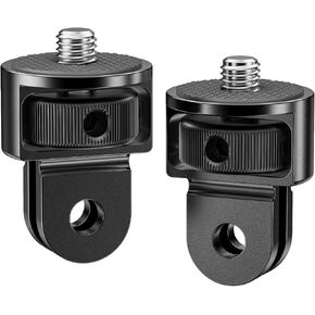 2 Pieces Camera Tripod Mount for Gopro Adapter 360°Adjustable Aluminum Alloy Conversion Adapter for GoPro Hero, Insta360, Sjcam Action Cameras and Other Standard 1/4 Accessories(Black+Red)
