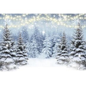 7x5Ft Winter Snow Landscape Backdrop Christmas Wonderland Snowflakes White Pine Forest New Year Party Background Banner Xmas Tree Outdoor Nature Landscape Portrait Photo Booth Props