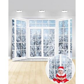 Mocsicka Winter Forest Backdrop Winter Scene Backdrop Decorations Banner Winter Wonderland Party Background for Photography Photo Booth Props (White, 7x5ft(82"x60"))