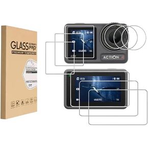 (3 Pack)Screen and Lens Protector for DJI Osmo Action 4, Anti-Scratch 9H Ultra Clear Screen Protector Cover Tempered Glass LCD Display Film + Lens Protector for DJI Osmo Action 4 Accessories