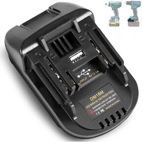 DM18M Battery Adapter, with USB Charging Ports，for Dewalt 20V MAX Battery Compatible with Milwaukee M18 18V Battery Covert to for Makita 18V Lithium-ion Battery Power Tools,