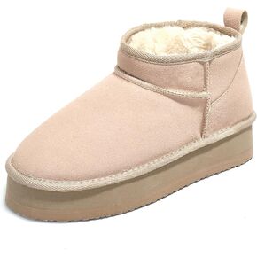 PepStep Ankle Platform Boots for Women or Ladies - Faux Suede Upper - Memory Foam Insole and Faux Lamb Fur Lining