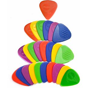 WINGO Guitar Picks 45 Pack, Non Slip Picks with Grip Stamped for Acoustic Electric Guitar Bass,.073mm, 088mm, 1.00mm, 1.25mm, and 1.50mm Includes Medium, Heavy, Extra Heavy.