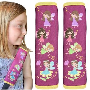 2X HECKBO car Seatbelt Protector with Fairy Fairies for Children Boys Girls, Belt Shoulder pad Pads, car seat Belt Protection, Safety seat Belt pad Pillow, Kids Belt Padding - 2.36“ x 8.27“