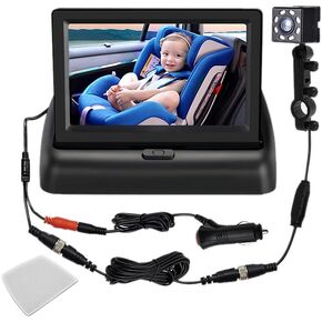 Baby Car Mirror 12-24V,4.3" HD Night Vision Rear Facing Car Seat Mirror Safety Car Seat Mirror Camera Monitored Mirror with Wide Crystal Clear View Aimed at Baby