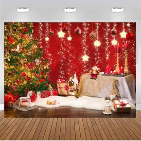 CHAIYA 7x5ft Christmas Backdrops Red Christmas Backdrop Family Kids New Year Backdrop for Party Decorations CY-183